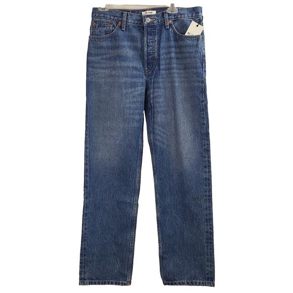 NWT RE/DONE Loose Long Bay Fade Blue Jeans Women's (26) Slouched Baggy Hem-$295 - Picture 1 of 13